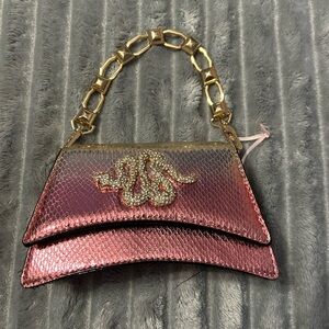 Aldo Pink and Gold Clutch with Chain Handle
